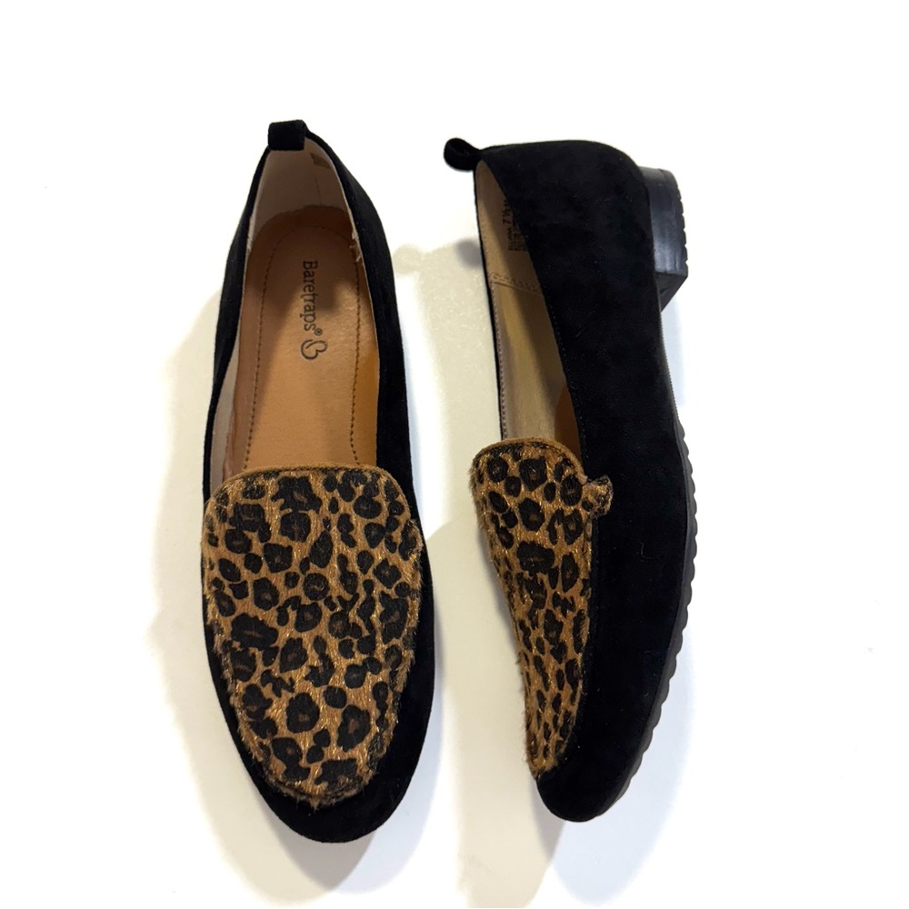 BareTraps Black and Leopard Print Loafers